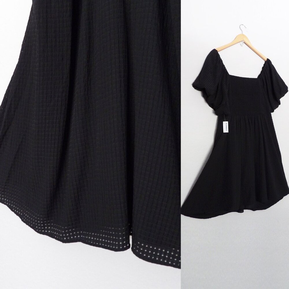 NEW Old Navy Flutter-Sleeve Mini Swing Dress Black Jack Textured Seersucker 3X - Picture 5 of 15